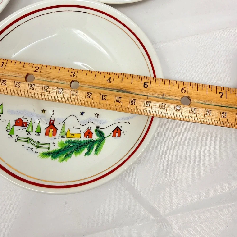 Salem China Christmas Eve Saucers Set of 3 Viktor Schreckengost Winter Village